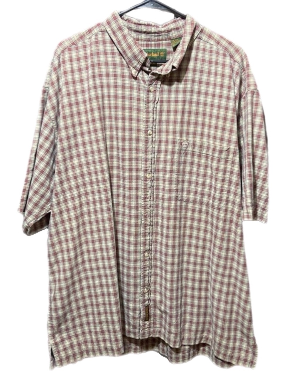 Timberland Plaid Workers Shirt Outdoor Short Sleeve Camping 100% Cotton Size XXL